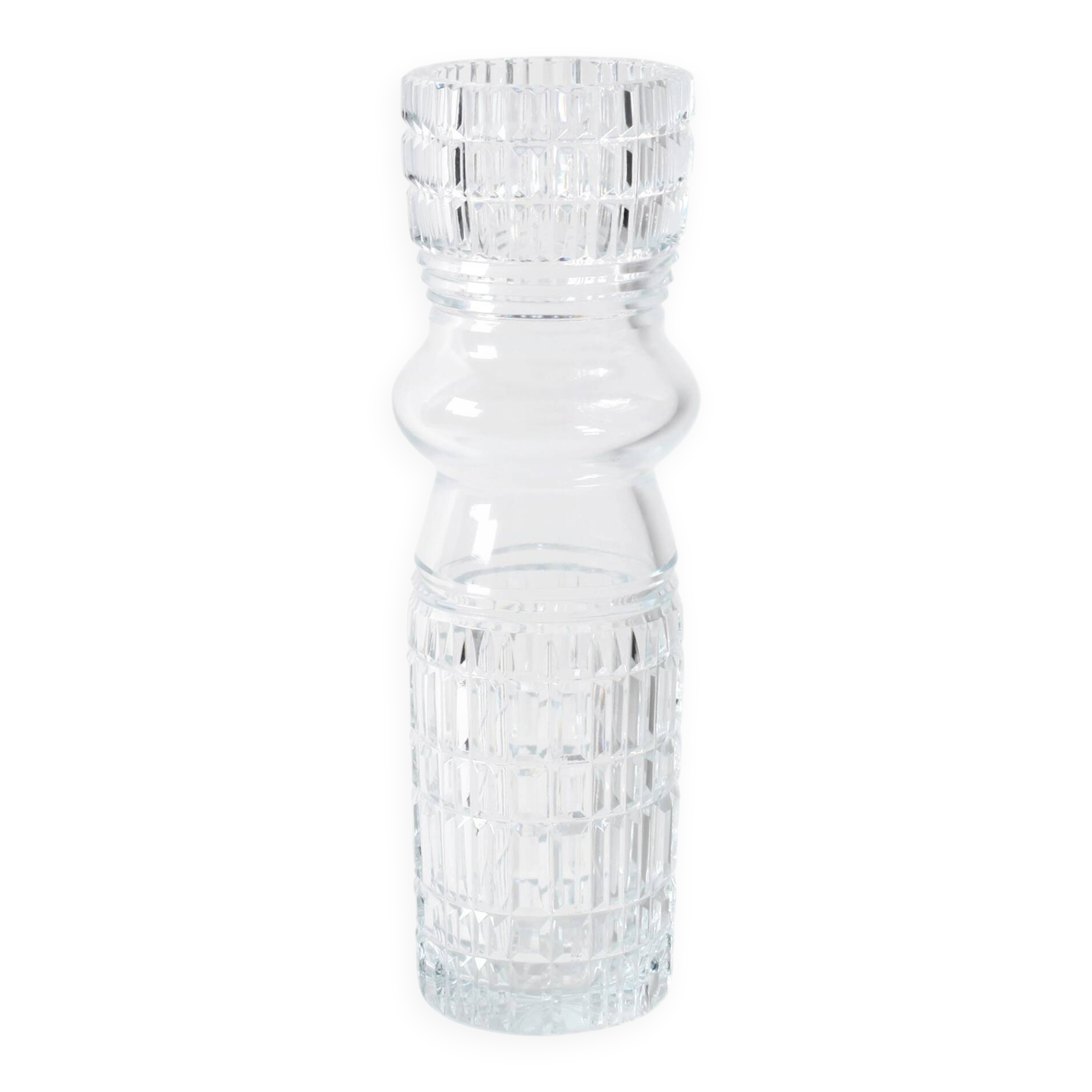 Mid-century Large Vase / Vintage Tall and Solid Clear Crystal Vase / 1960s