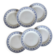 6 vintage white and blue earthenware dessert plates
