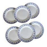 6 assiettes à dessert vintage faïence blanche et bleue