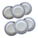 6 vintage white and blue earthenware dessert plates