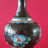 Pair of vintage cloisonné enamel vases from the 20th century H19 cm