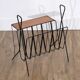 Vintage magazine holder in metal and teak 1960