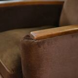 Pair of Art Deco velvet club chairs in the style of Jules Leleu, 1930s