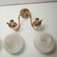 Pair of 60s brass and opaline sconces