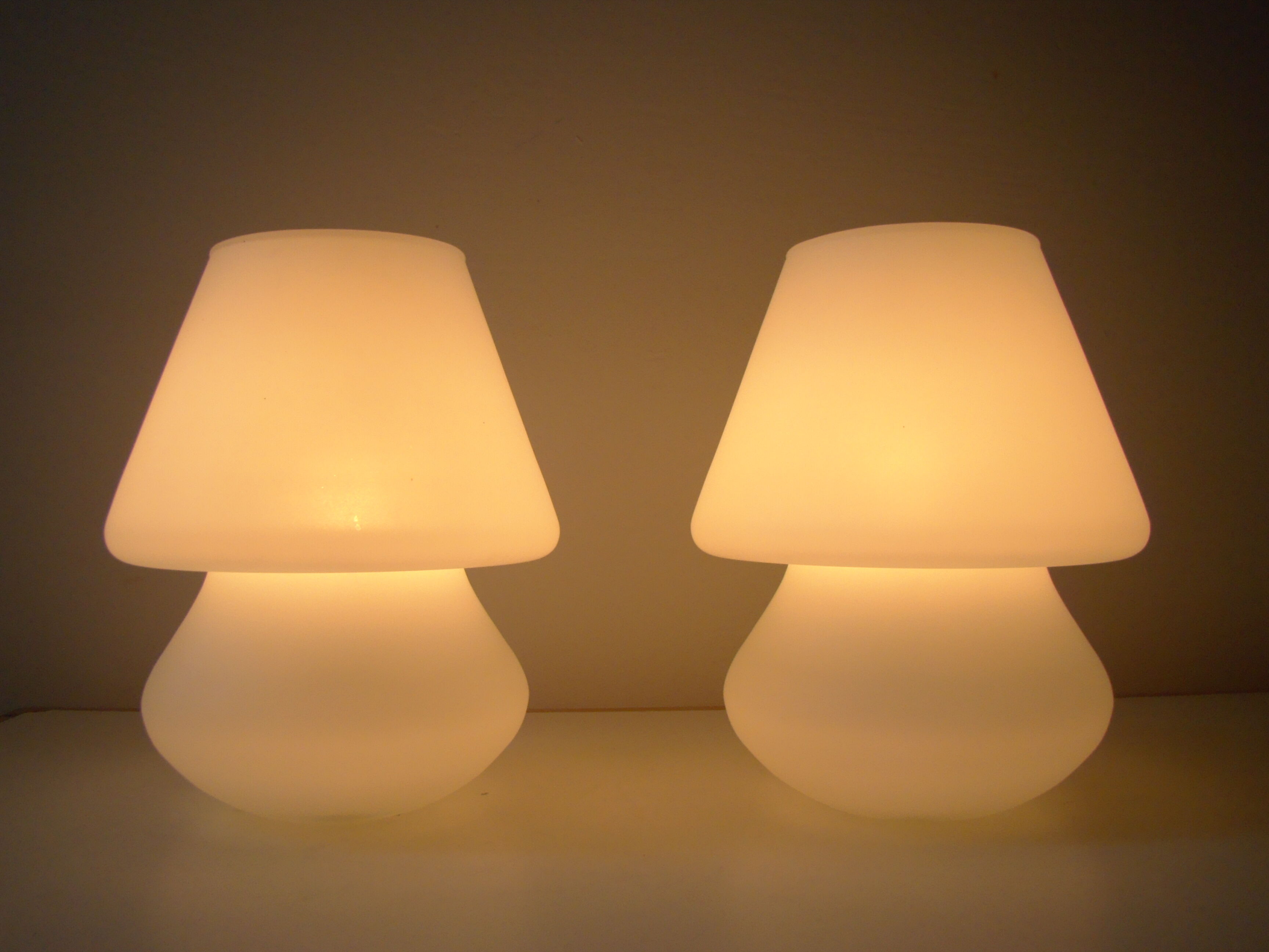 Pair of vintage white SCE lamps
