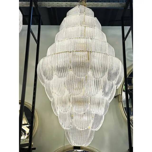 Italian Petals Murano Glass Chandelier in Transparent Diamanté Glass