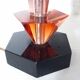 Art Deco style table lamp base in black and pink Bohemian crystal.