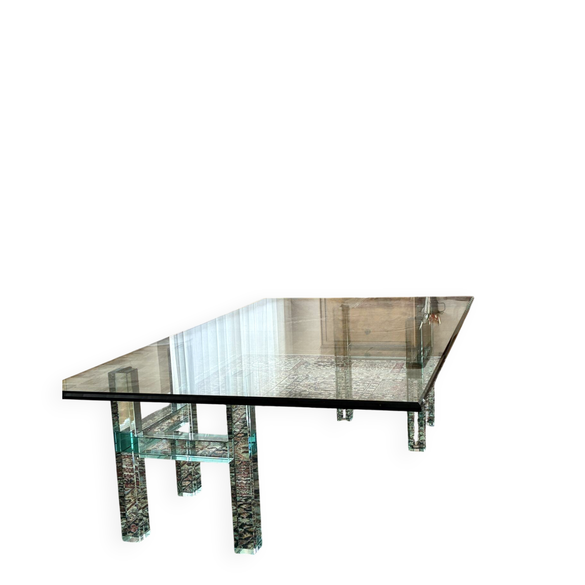 Rectangular glass coffee table, postmodern design — 1980s —