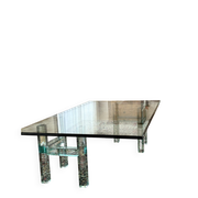 Rectangular glass coffee table, postmodern design — 1980s —