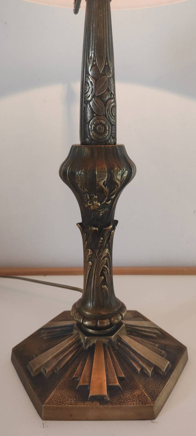 Art nouveau lamp signed Paris Stars 1950 and glass paste