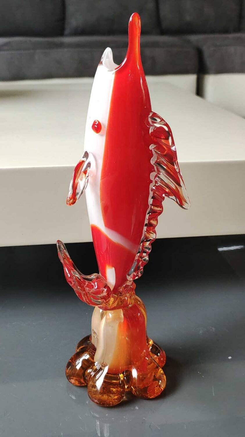 Soliflore Vase/Swordfish Fish Figurine in Murano Italy blown art glass. High 29 cm