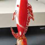 Soliflore Vase/Swordfish Fish Figurine in Murano Italy blown art glass. High 29 cm