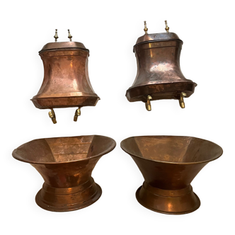 Set of 2 copper fountains with coat of arms