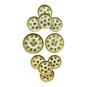 Oyster service Moulin des Loups – 8 plates and 2 dishes, 1970s