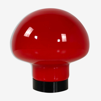 Red glass mushroom table lamp, 1970