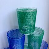 Set of 8 colored water glasses 70s