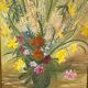 bouquet of flowers - oil or acrylic on canvas, signed Collot Bernard 1982