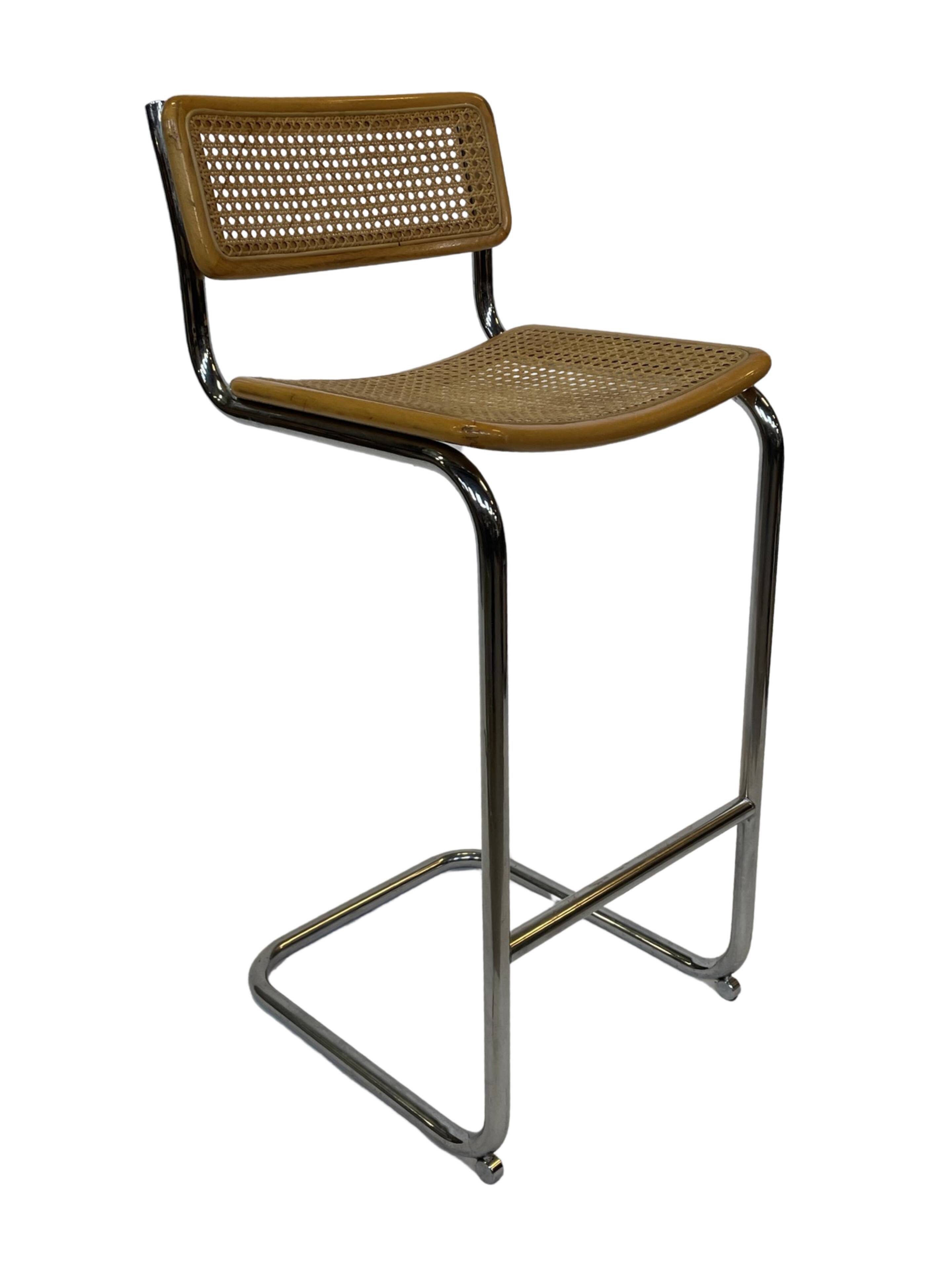 Vintage Cesca Design Bar Stools 80's design in chrome set of four