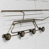 Vintage 1960s golden brass wall coat rack