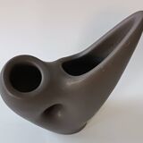 Free-form anthracite grey ceramic vase, Louis Giraud, Vallauris