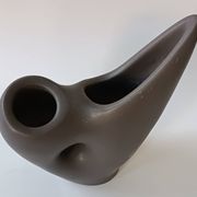 Free-form anthracite grey ceramic vase, Louis Giraud, Vallauris