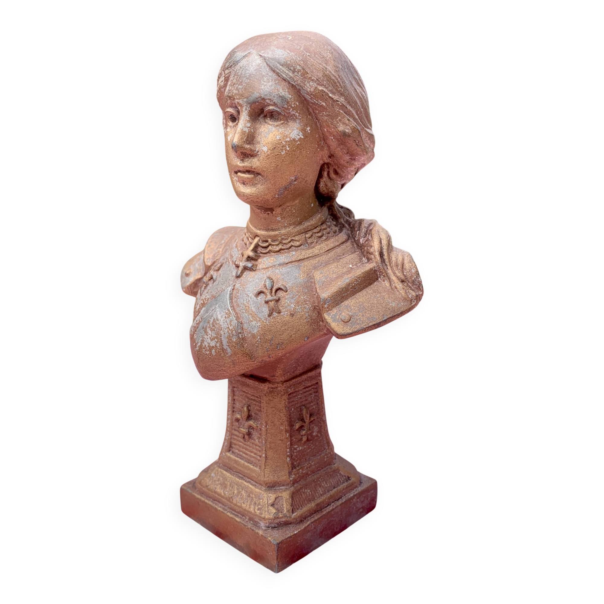 Buste Jeanne d’Arc en régule signé Defer, 1900