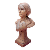 Bust of Joan of Arc in bronze, 1900s, signed Defer.