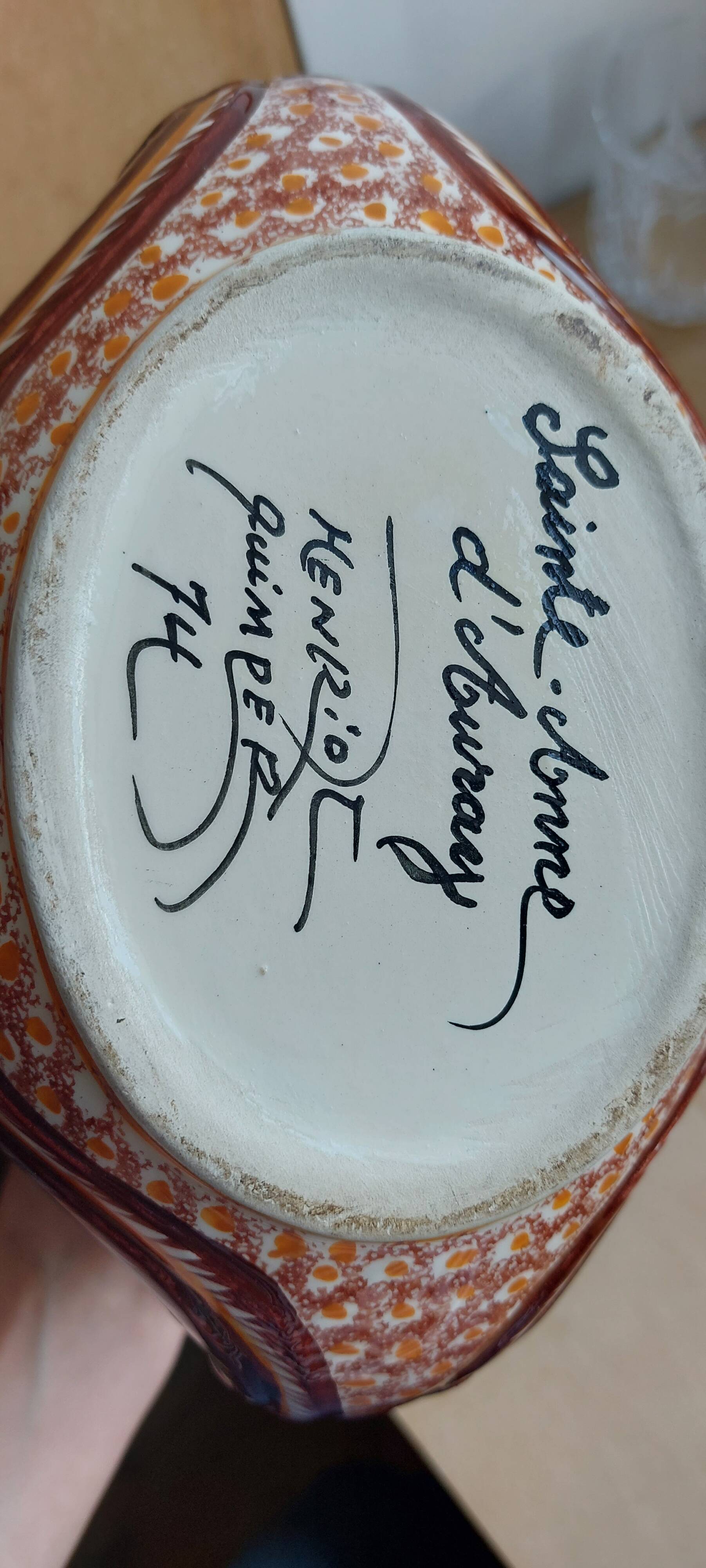 Vintage earthenware basket for Henriot Quimper