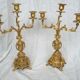Pair of antique candelabra in gilded spelter – Louis XV style – 41 cm