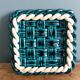 Emerald green braided slip trivet and bottle holder, knife holder