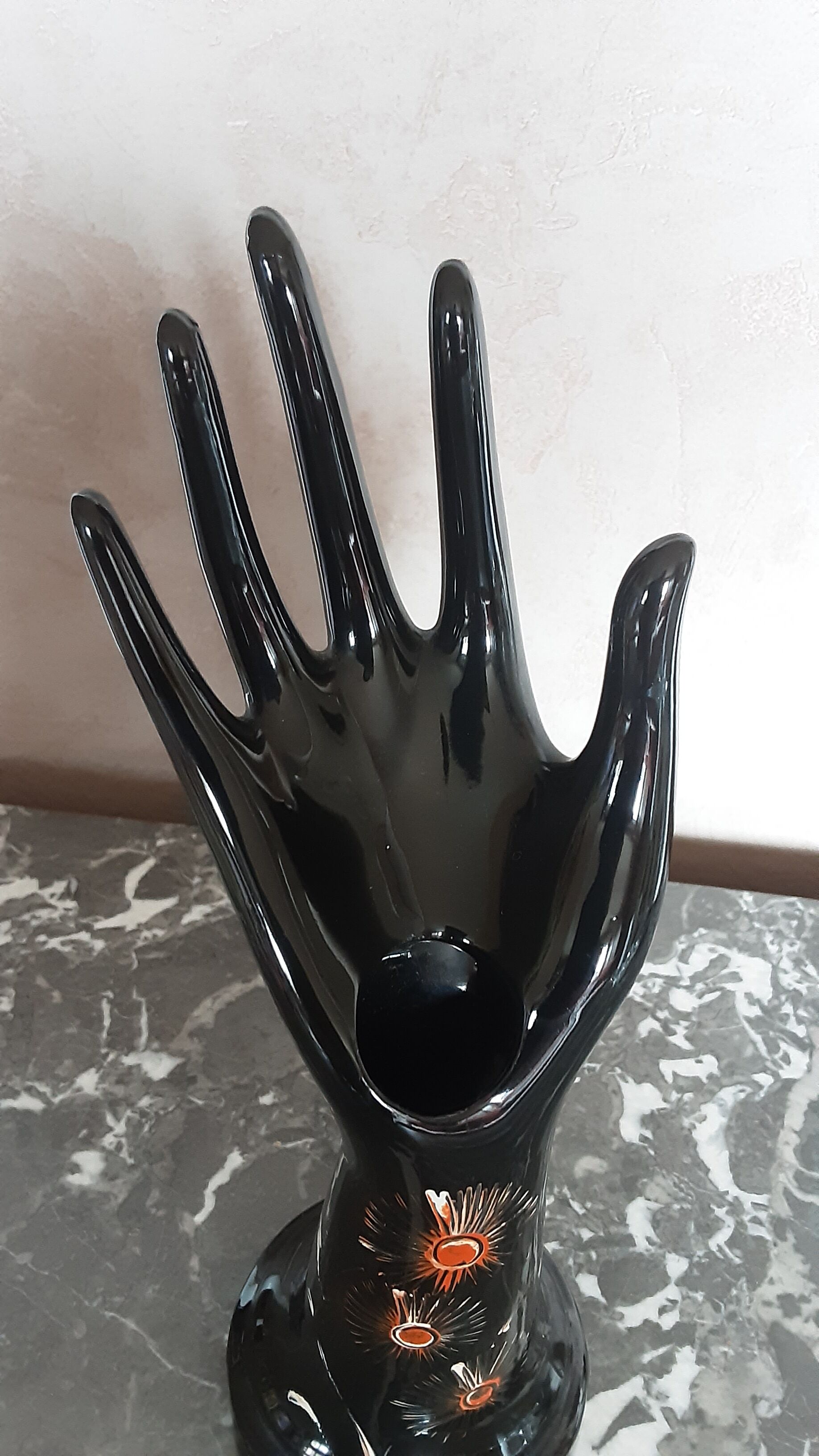 Ceramic baguier vase - enamel-vintage