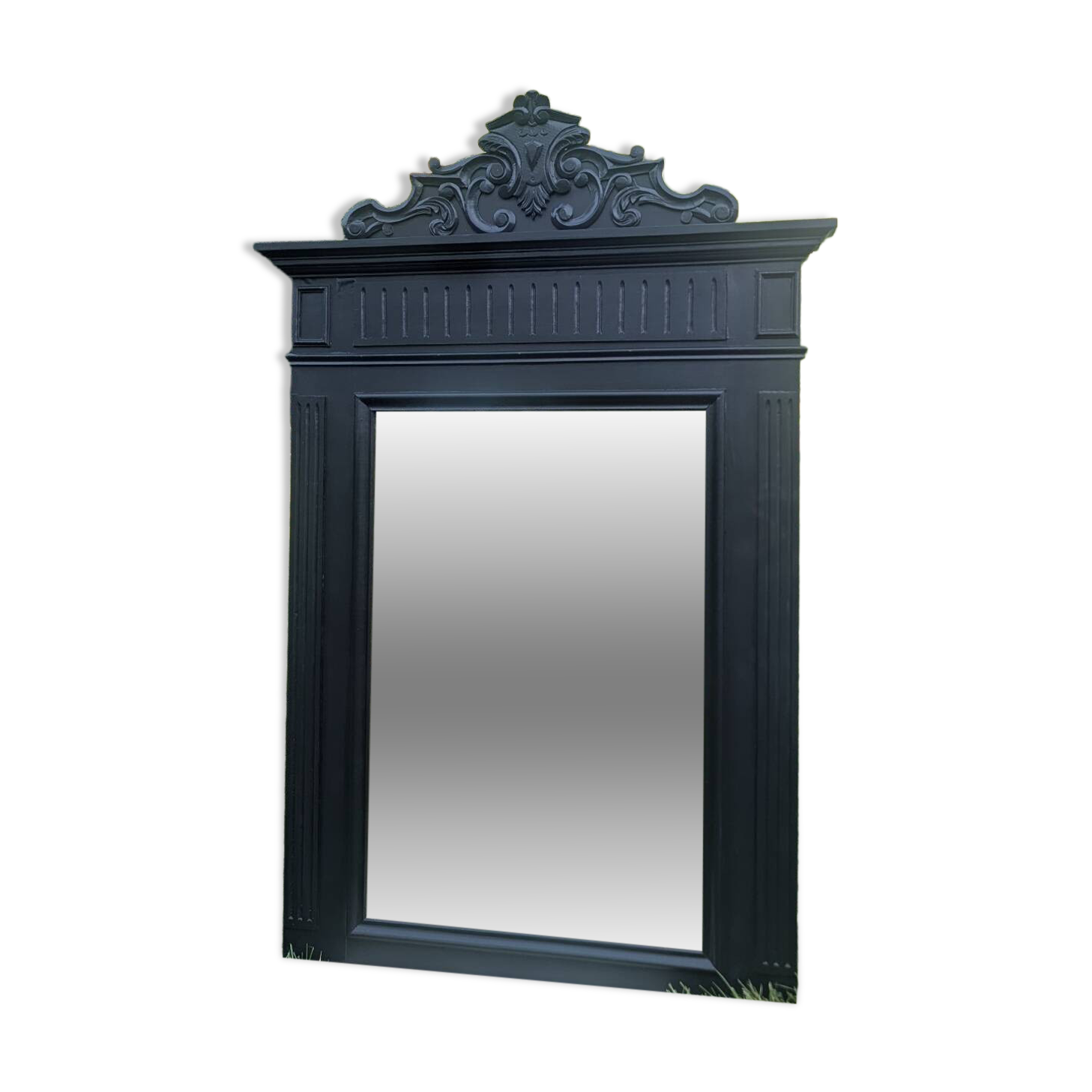 19th-19th Century Trumeau Mirror with Shabby Patina