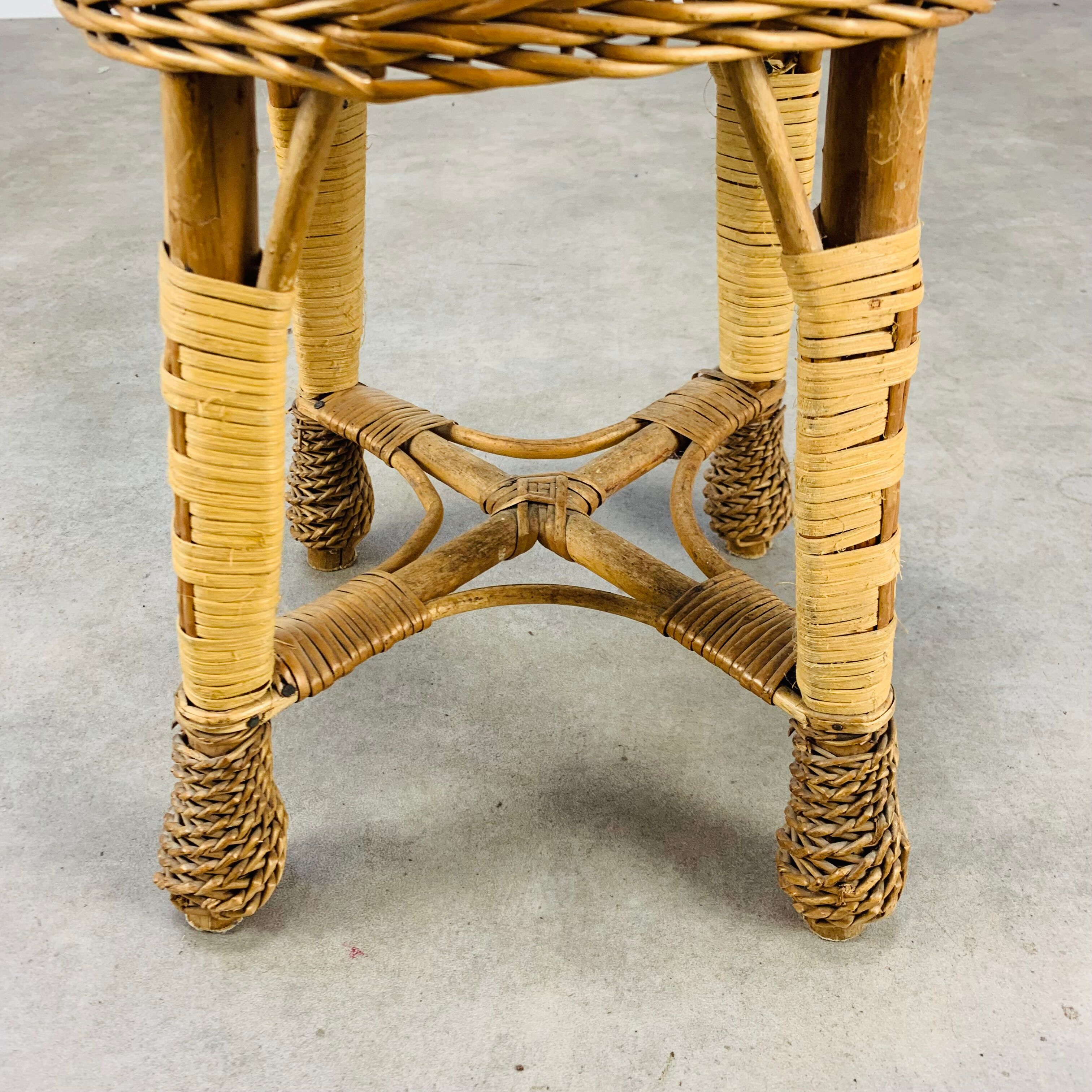 Rattan stool 60s wicker