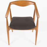 Suite de 4 fauteuils hêtre teinte et lin noir design danois 1950
