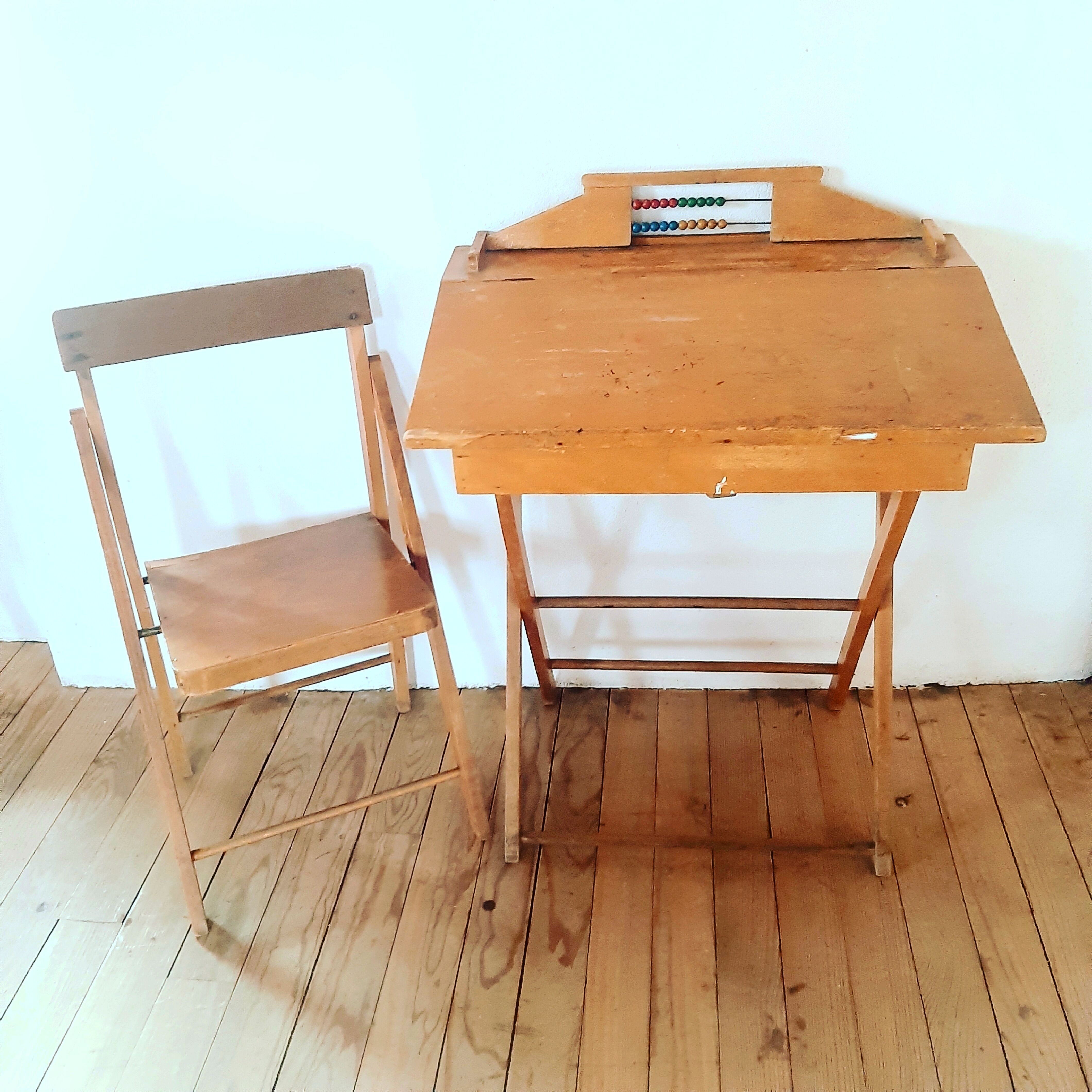 Abacus desk and its chair 1950