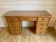 Cane work desk / Rattan glass top 9 drawers shallow depth