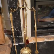 Fireplace tool set in gilded bronze