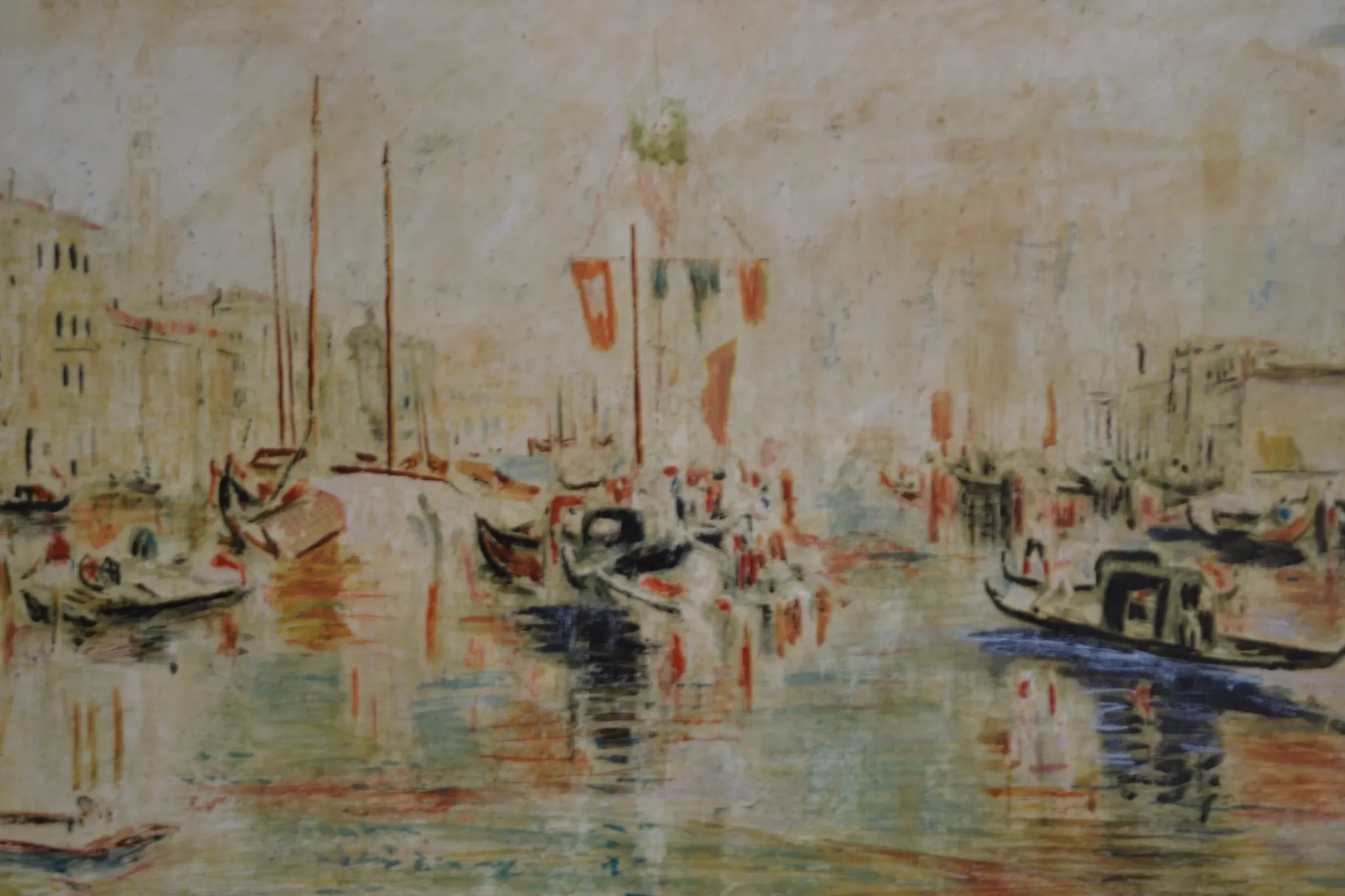 Venice "The Grand Canal" Old painting Oil on canvas