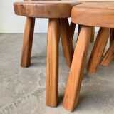 Flower coffee table set with elm tripod stools