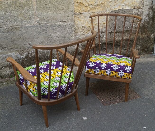 Pair of Baumann fan chairs, 1960