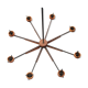Scandinavian chandelier with 8 arms of light, teak, circa 1965