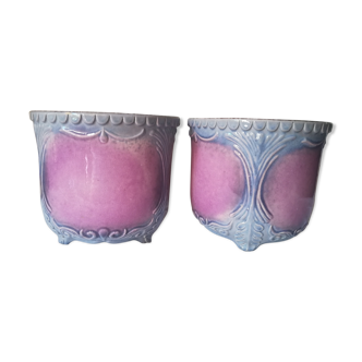 Duo of cache pots art nouveau in dabbling