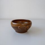Brown Digoin stoneware bowl with handles