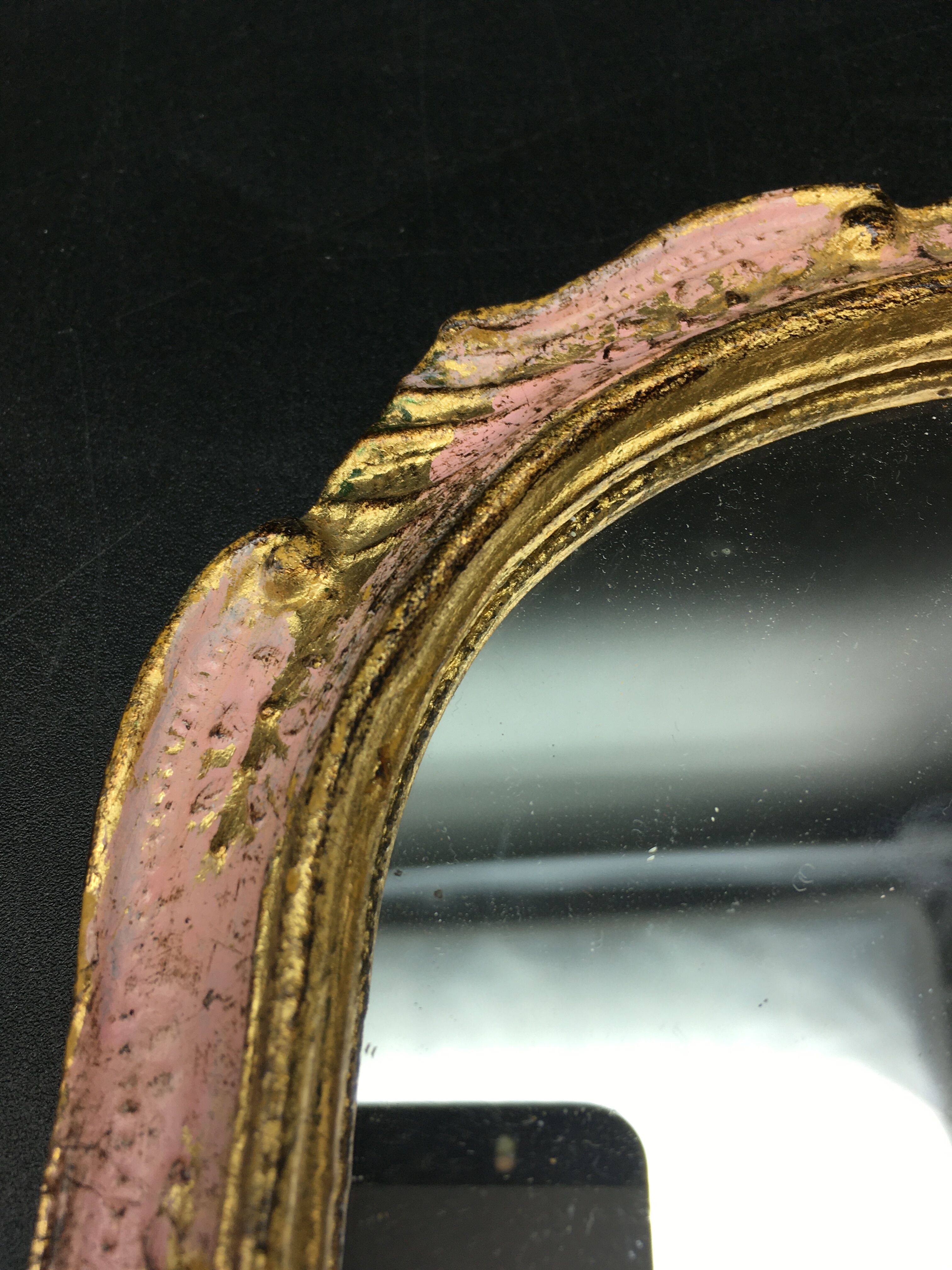 Venetian wooden hand-facing mirror