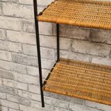 Wall shelf or stand metal and rattan 1950 a 70