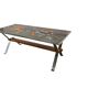Vintage ceramic coffee table with chrome and wood accents.