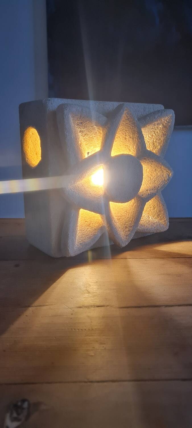 Vintage stone table lamp by Albert Tormos