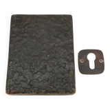 Rare Mid Century Solid Abstract Brutalist Bronze front Door Handle with key hole cover Germany 1960