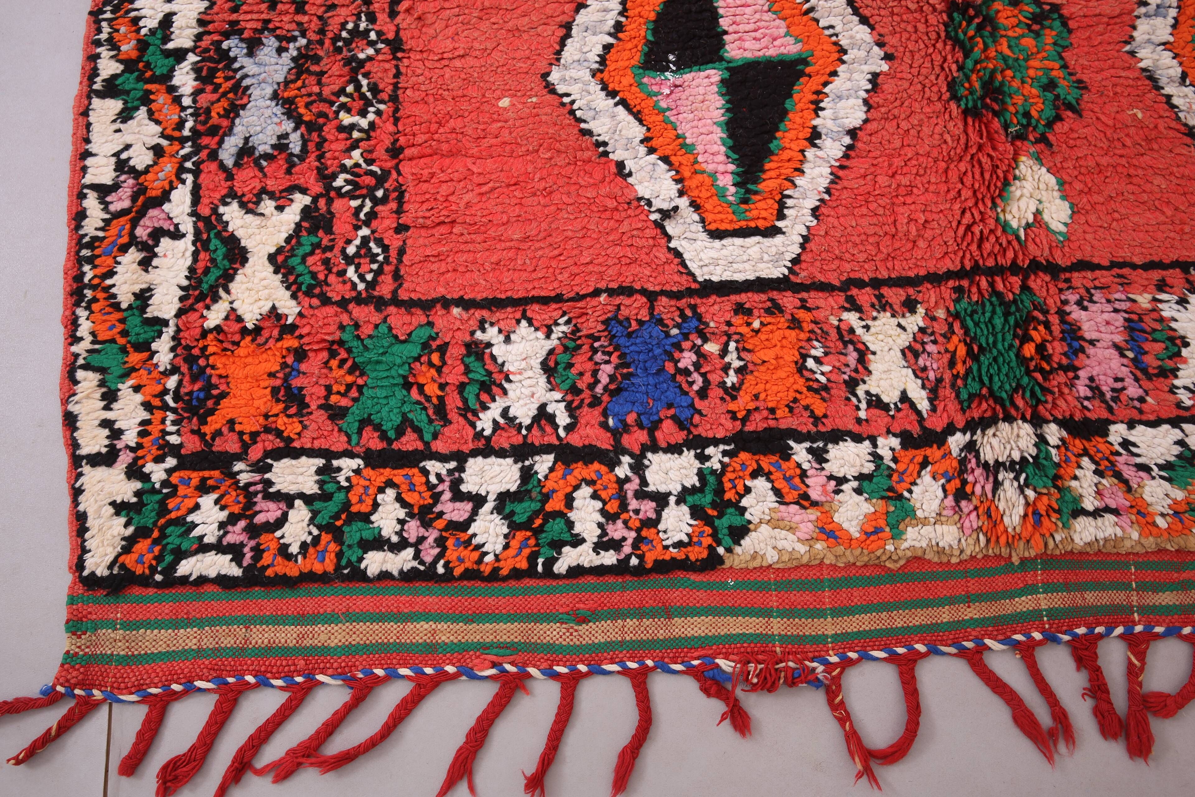Red Vintage Moroccan rug 186 x 362 cm - Berber Wool Rug - Handmade Rug Boho