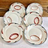 Set of 6 old Digoin Sarreguemines asparagus slushie plates